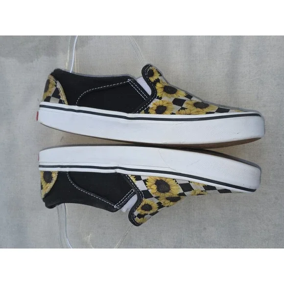 WOMEN'S VANS ASHER CHECKER SUNFLOWERS SKATE SHOES SIZE 7 - Picture 5 of 10